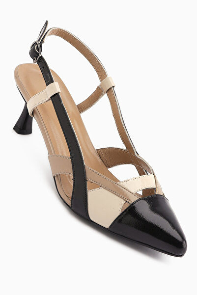 Limoya Merry Genuine Leather Black Closed Toe Women's Heeled Shoes