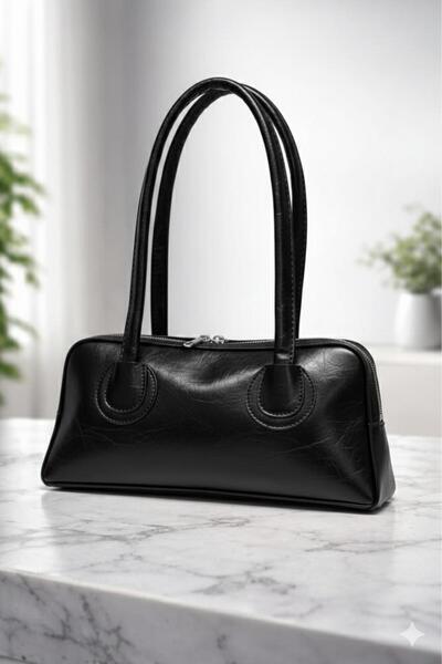 RİEMA Γυναικεία τσάντα χειρός, ώμου και ώμου από γυαλιστερό λουστρίνι με διπλ...