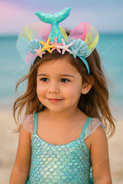 Le Mabelle Coroană pentru fetițe cu coadă de sirenă albastră