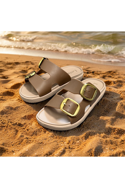 Lovita papuci de damă Amel cu cataramă dublă, talpă ușoară, moi și confortabili