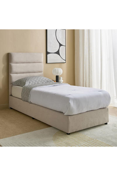 Home Box Curvy Linear Upholstered Single Bed - 90x200 cm