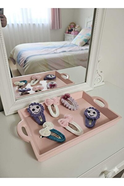 Retro Women Girl's Baby Knitted Design Ribbon Flower Figured Gift Buckle Set