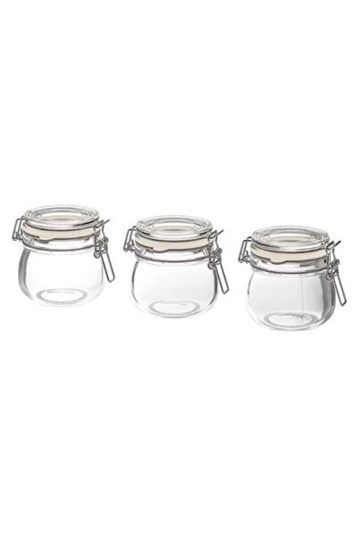 OEM Set of 3 Glass Jars with Lid, Airtight Closure, 130ml