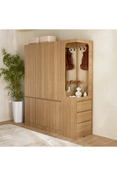 Home Box خزانة ملابس كومباكتو بأربعة أبواب وأربعة أدراج وشماعات ومرآة