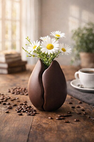 ESEN 3D GARAGE Kahve Çekirdeği Şeklinde Dekoratif Vazo | Coffee Bean Vase | E...