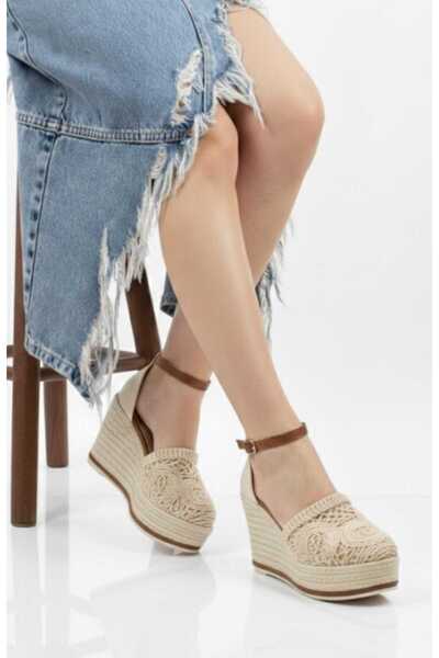 AYDOĞDU by ünal White Woven Sandals with Wedge Heels_6322