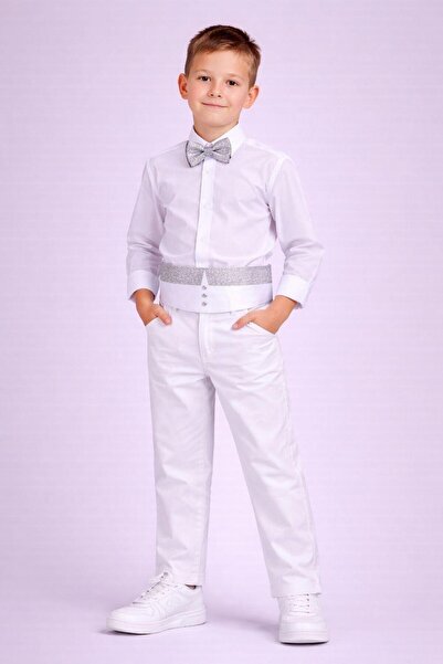 ümitteks iş ve okul kıyafetleri 23 April Men's Combined Shirt Pants Belt Bow Tie