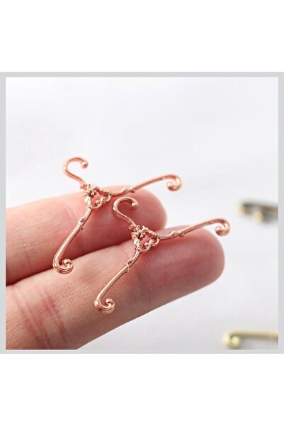 iğne izi Minyatür Bebek Evi Aksesuarı - 6.5 cm Roze Gold Metal Askı Seti 10 Adet