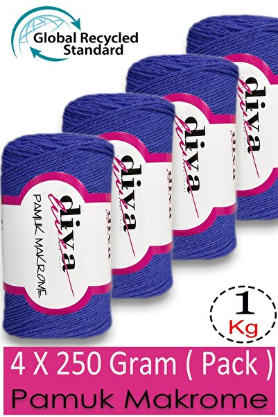 Diva İplik 1 kg - Pakovanje od 4 - 3 mm - Koton Makrame Torba Pređa 2601 S Ko...