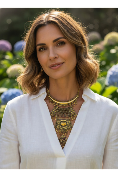 Moda Accessories Antique Gold Color Ottoman Model Statement Bohemian Ethnic A...