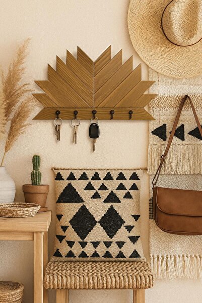 woodalbuba Ahşap Anahtarlık Hol Antre Dekoratif Anahtar Askısı Duvar Dekor