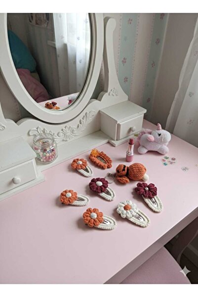 Retro Women Girl's Baby Knitted Design Ribbon Flower Figured Gift Buckle Set