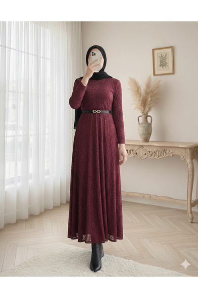 bellura Belted Lined Lace Dress