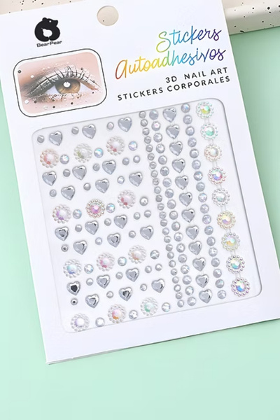 Le Mabelle Gümüş Yuvarlak ve Kalp Model Kız Çocuk Yüz ve Tırnak Sticker