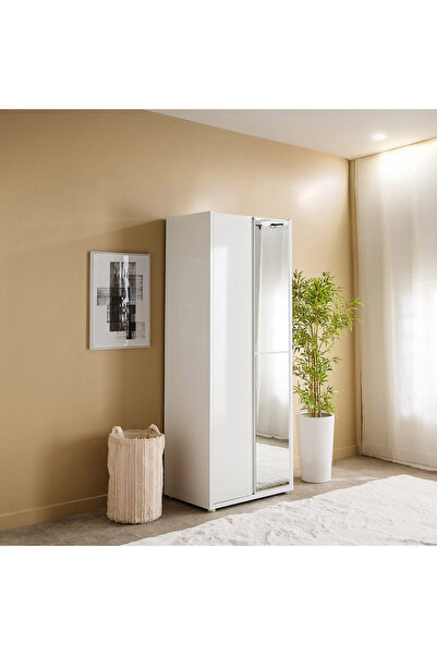 Home Box خزانة ملابس لامعة ببابين من تصميم حرفي، مزودة بدرج ومرآة