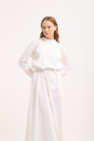 mavi limon Pamuklu Uzun Kol Elbise