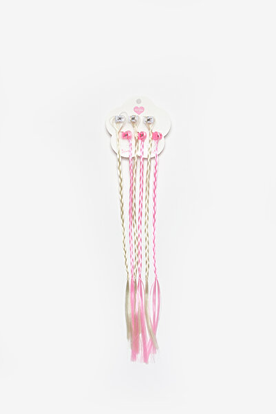 Le Mabelle Set of 6 Girls' Snap Clips with Pink Braided Hair