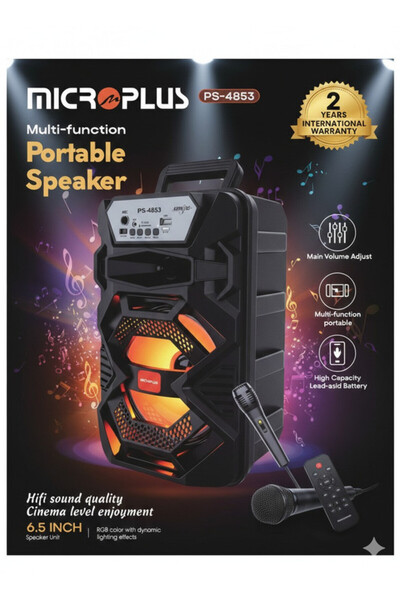 Micro Plus Portable Bluetooth Speaker 6.5-Inch with SD/USB Multimedia Player