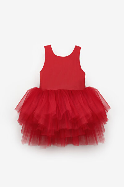 Le Mabelle Baby Girl Ballerina Dress with Red Tulle Skirt - Ines