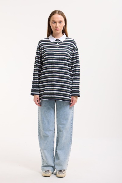 mavi limon Polo Yaka Sweatshirt