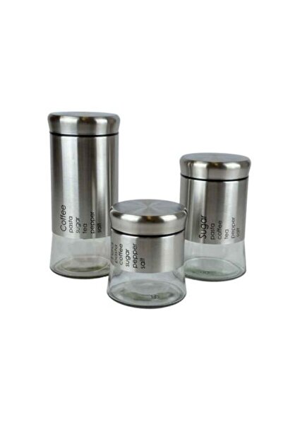 Generic Glass Storage Jar Set with Stainless Steel Lid