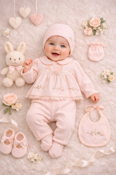 Ozz Baby طقم مكون من 5 قطع مطرزة للأطفال حديثي الولادة من 0-3 أشهر في صندوق (...
