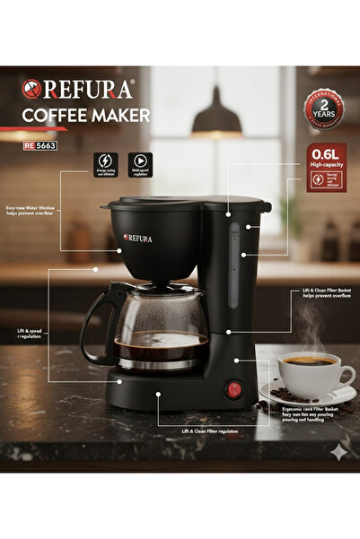 REFURA Compact Drip Coffee Maker 0.6L - Water Level Gauge