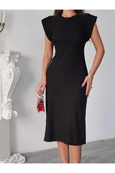 Ales Moda Lycra Ottoman Fabric Slit T-Sleeve Dress