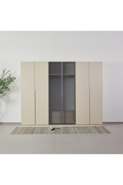 Home Box خزانة ملابس تيفيرينا بستة أبواب زجاجية شفافة مع درجين