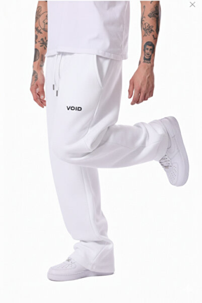 NİCE VOİD Baskılı 3 İplik Şardonlu Kışlık Rahat,Günlük Baggy Eşofman Altı