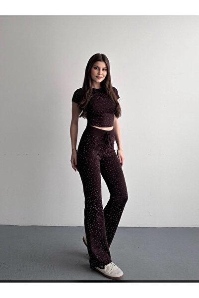 pantofashion Stone Detailed Brshka Combed Cotton Set – High Waist Gathering E...