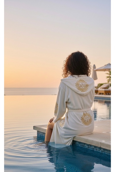 tarzQeen peştemal %100 bambu Bohem Güneş Desenli Müslin Plaj Bornozu havuz sp...