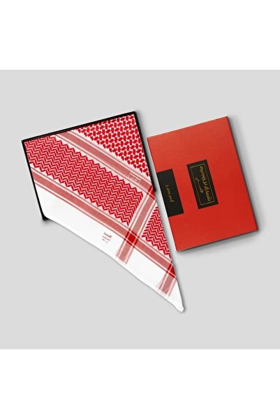 Bruges Original Broujeh shemagh, distinctive red, elegant Gulf style with a u...