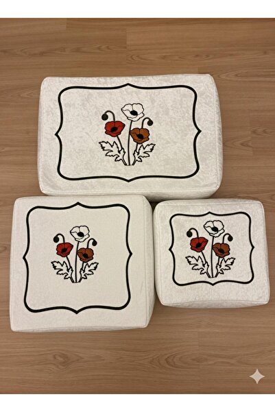 Mustgross Pungă de zestre din catifea brodată, set de 3 bucăți, crem, pentru ...