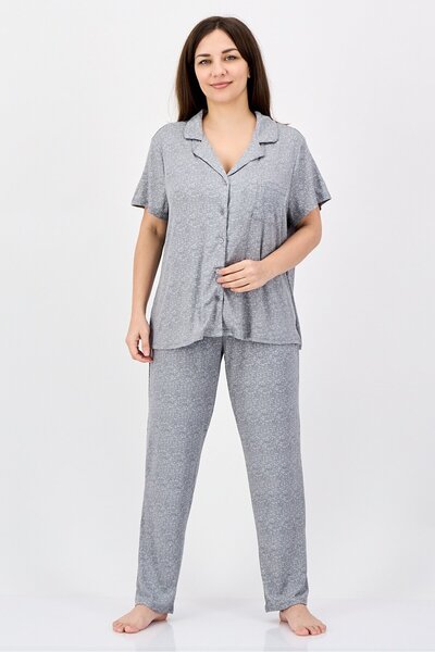 Nine West Women 2 Pieces Heather Top And Bottom Sleepwear Set, Grey