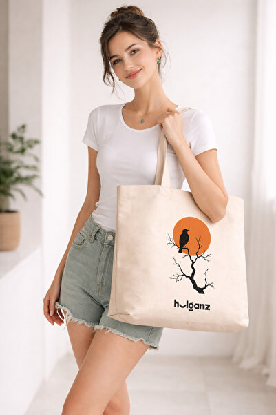 Hulganz Thick Canvas Large Tote Bag 42X38 cm XL Large Size Printed Bag Should...