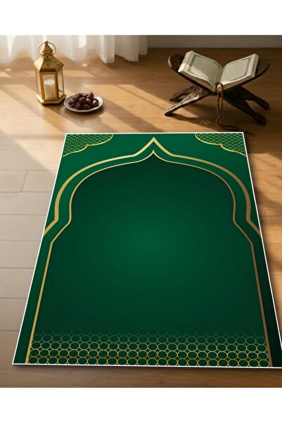 Harika bir ev Seccade Soft Surface Anti-Slip Base Modern Stylish Green-Gold D...