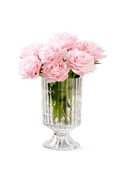 PUFO Elegant Decorative Glass Vase for Flowers and Arrangements, 18 cm- Moder...