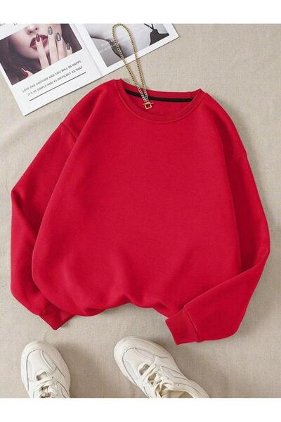 bahar uğurlu Red Seasonal 3-Yarn Sweatshirt Without Hood