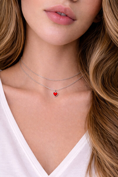 Liora De Mar Double Chain Heart Detailed Choker Necklace