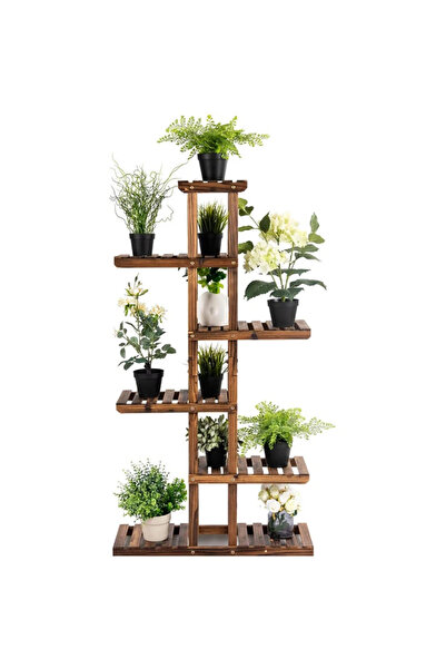 Ev dekka 120 cm Ahşap Saksı Standı - Çok Amaçlı Dekoratif Çiçek Rafı ve Balko...