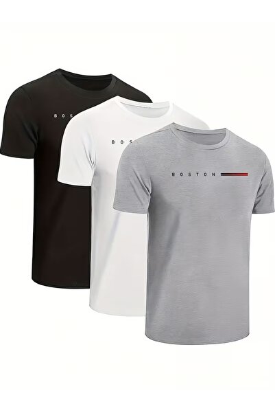 PAVRO Unisex Oversize Fit Multiple Tshrits Double Line Bston Printed Tshirt