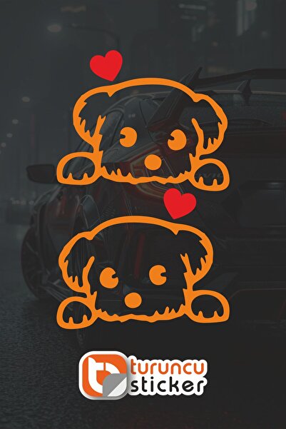 Turuncu Sticker Side Mirror Sticker with Red Heart 13.5X11 - 2 Pieces - Right...