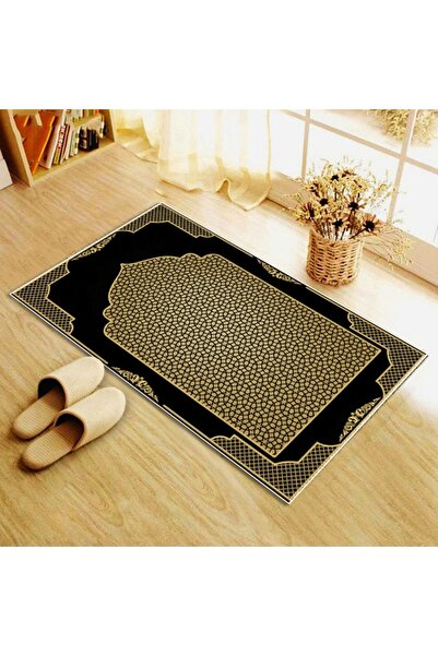 Harika bir ev Seccade Soft Surface Anti-Slip Base Modern Stylish Design Black...