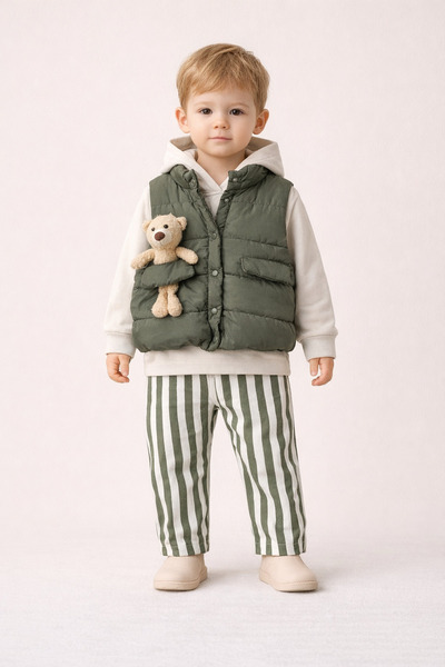 Harika KIDS Baby Boy 3-Piece Set 9-24 Months Inflatable Vest 100% Cotton Swea...