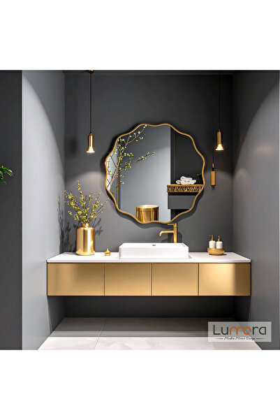 lumora mirror design Envara Modern Gold Boyalı MDF Çerçeveli Dekoratif Ayna