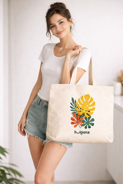 Hulganz Thick Canvas Large Tote Bag 42X38 cm XL Large Size Printed Bag Should...