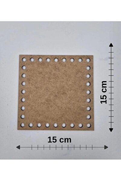 NETWORK ART Ahşap 15x15 Cm 1 Adet Tepsi Örgü Plakası Supla Delikli Altlık Tığ...