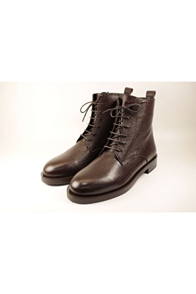 evva shoes Hakiki Deri Çok Kaliteli Kahverengi Kadın Bot
