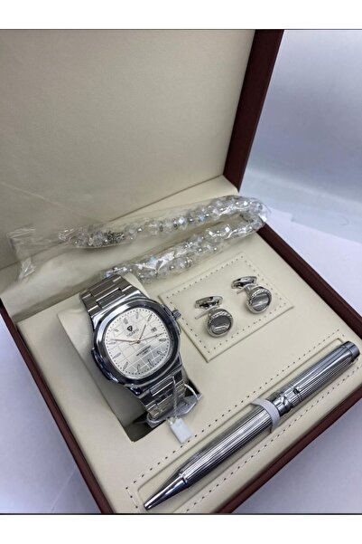 Zarif Men's stainless steel watch set consisting of a watch, prayer beads, pe...